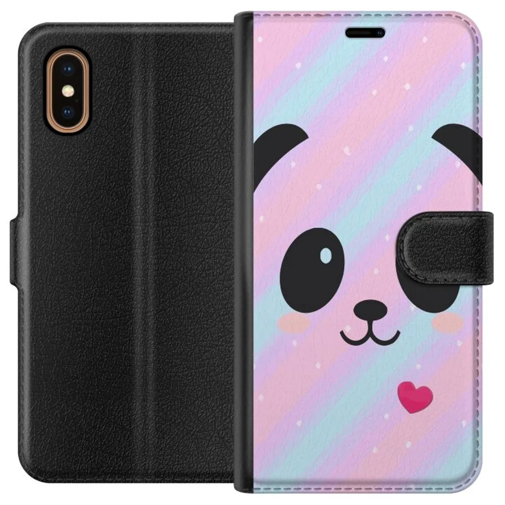 Apple iPhone XS Max Sort Lommebokdeksel Glad panda v:7196177