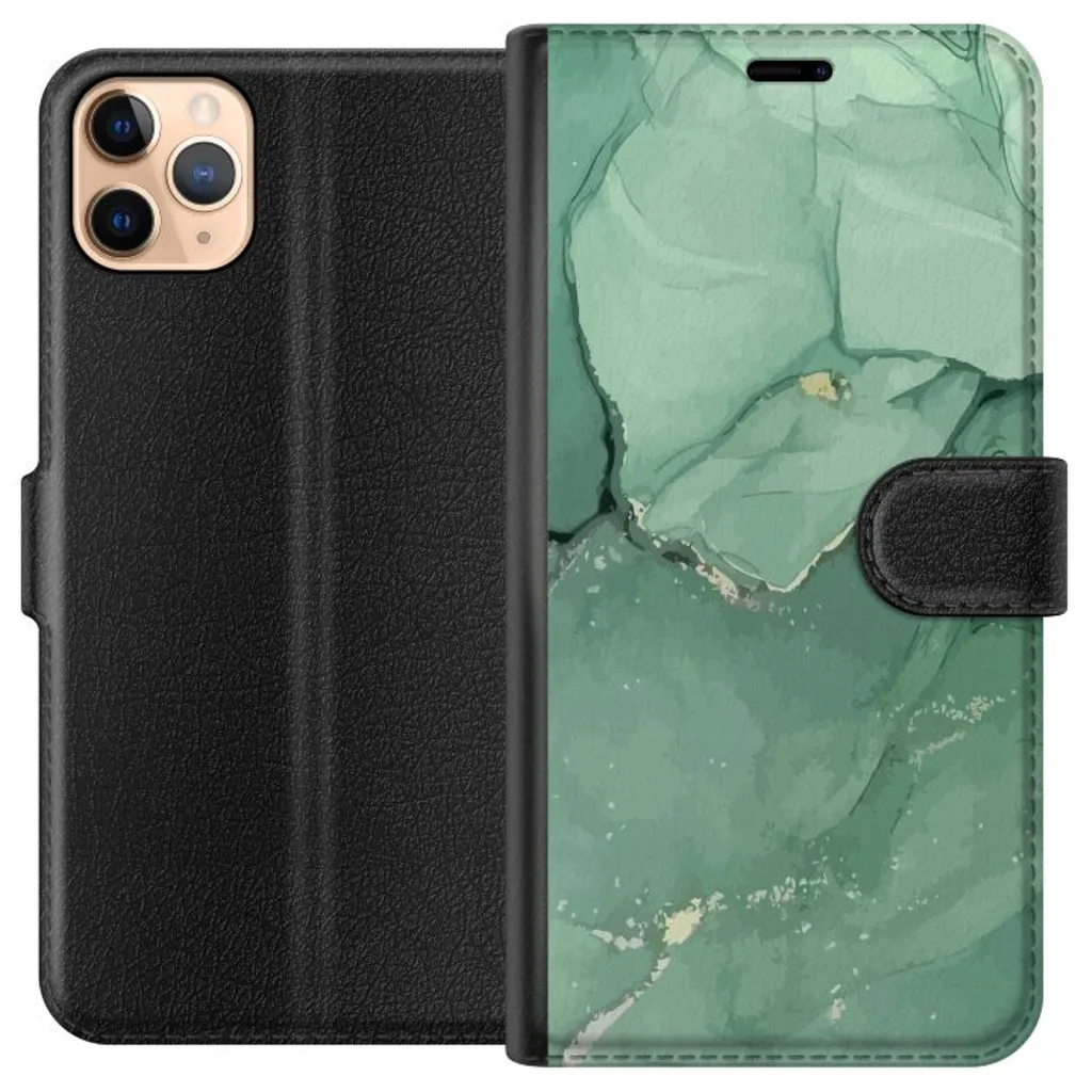 Apple iPhone 11 Pro Max Sort Lommebokdeksel Grön Marmor v:5968074
