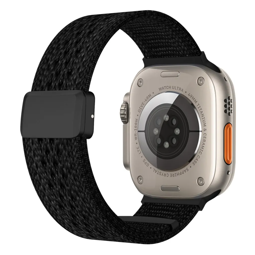 Apple Watch 49/46/44/42mm Klokkereim i nylonblonderdesign – Svart v:4071019