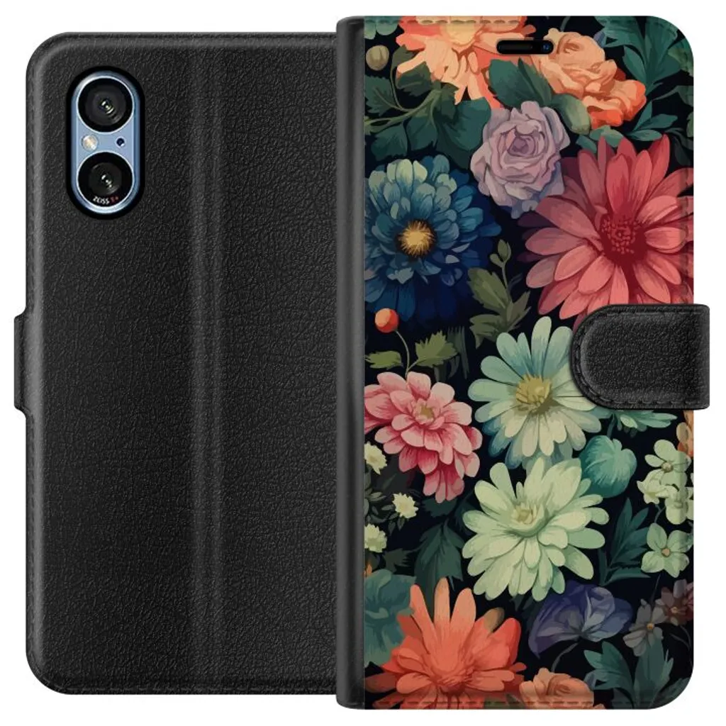 Sony Xperia 5 V Sort Lommebokdeksel Färglada blommor v:9607499 Sony Xperia 5 V Sort Lommebokdeksel Färglada blommor v:9607499