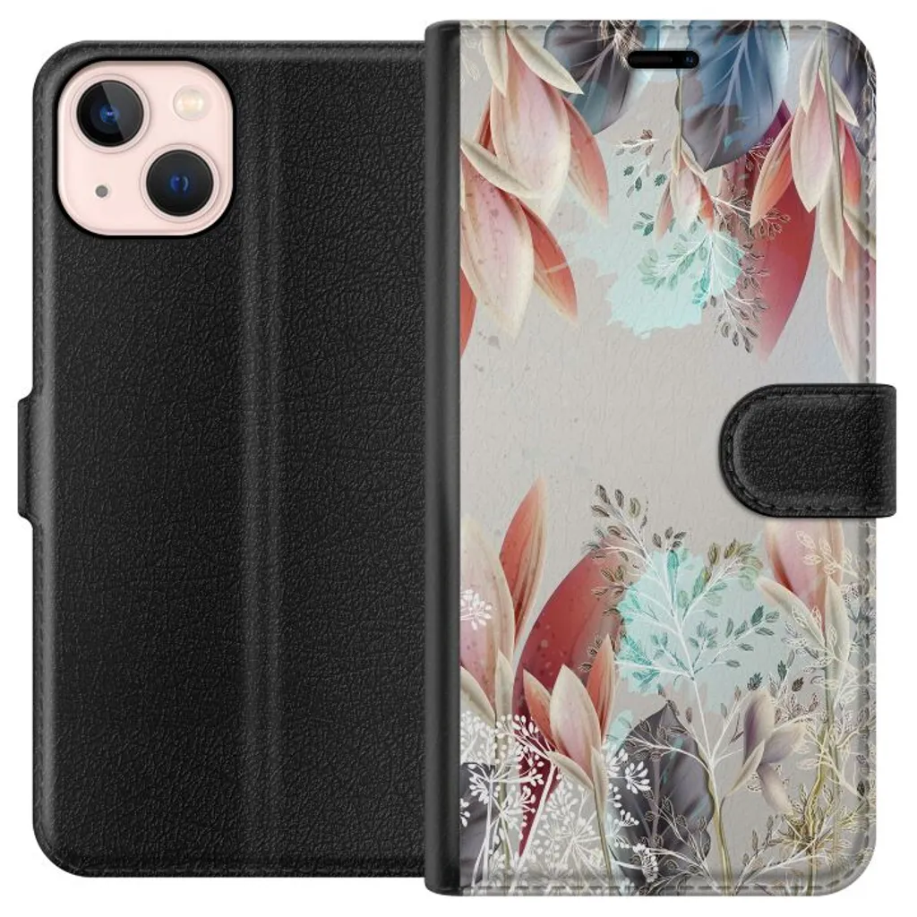 Apple iPhone 13 mini Sort Lommebokdeksel Blommor v:1077943