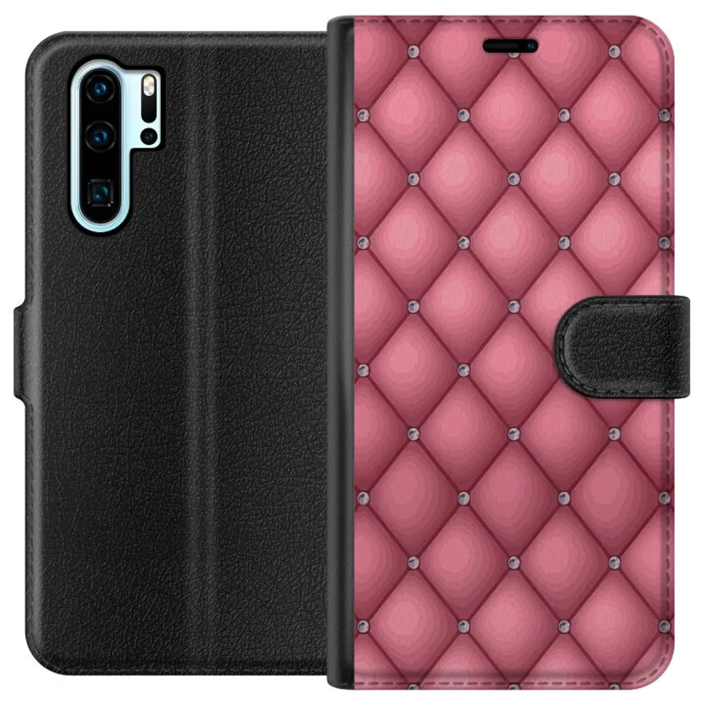 Huawei P30 Pro Sort Lommebokdeksel Exklusivt Rosa Mönster v:2118120