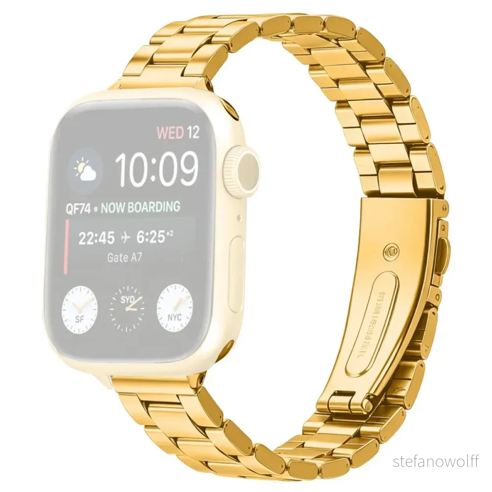 Apple Watch 49/46/44/42mm Klokkereim i rustfritt stål – Gull v:2535496