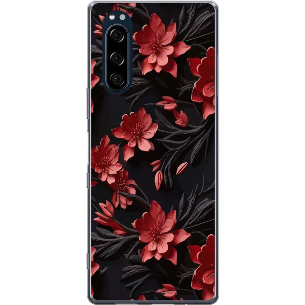 Sony Xperia 5 Gjennomsiktig Telefondeksel Intensiva blommor v:5932996