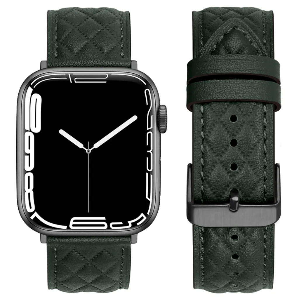 Apple Watch 38/40/41/42mm Skinn Klokkereim – Grønn v:9601195