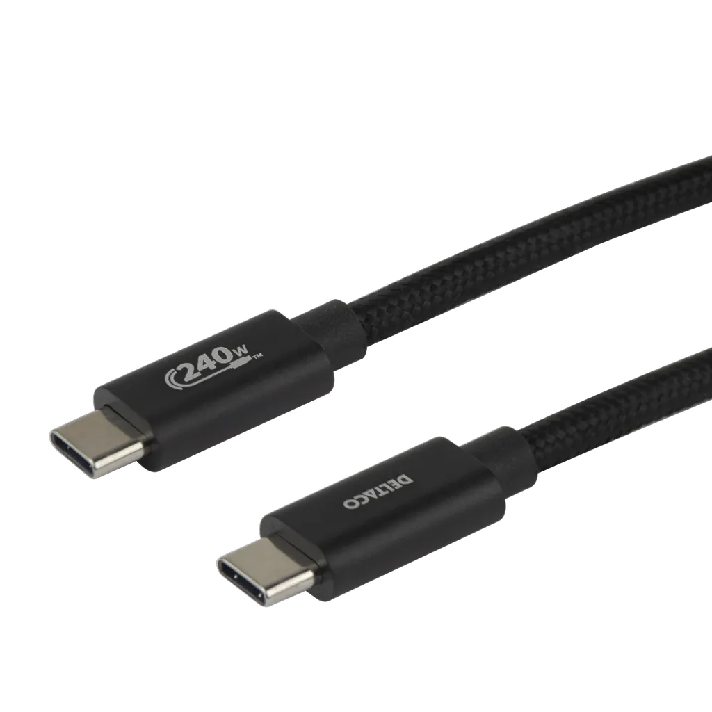 Deltaco USB-C 2.0 ladekabel 240W, 1m – svart v:8426965