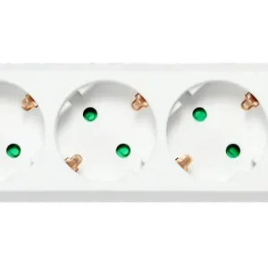 Strømlist med jord, 2x USB-A og 3x CEE 7/3 uttak, 1,5 meter – hvit v:2382263