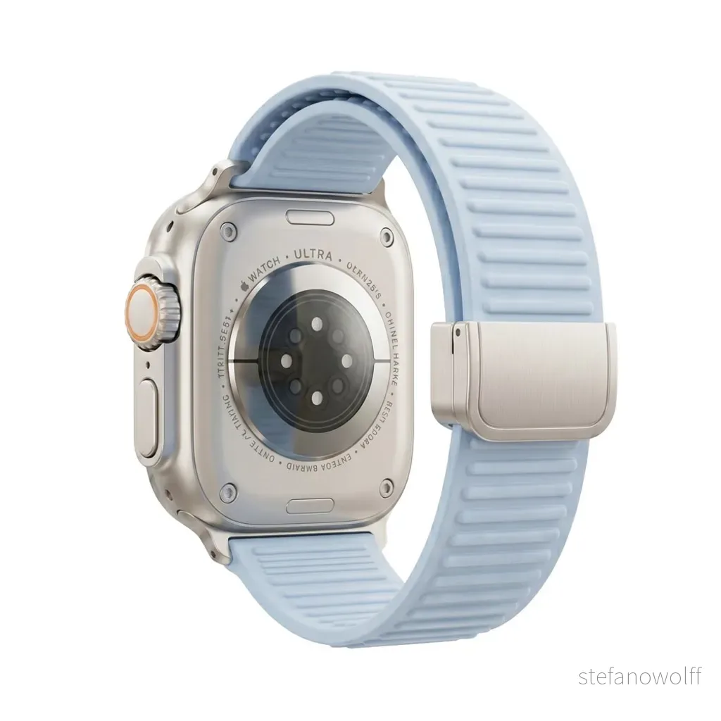 Apple Watch 42/41/40/38mm Silikon klokkerem Magnetisk lukking – Lysblå v:8789185