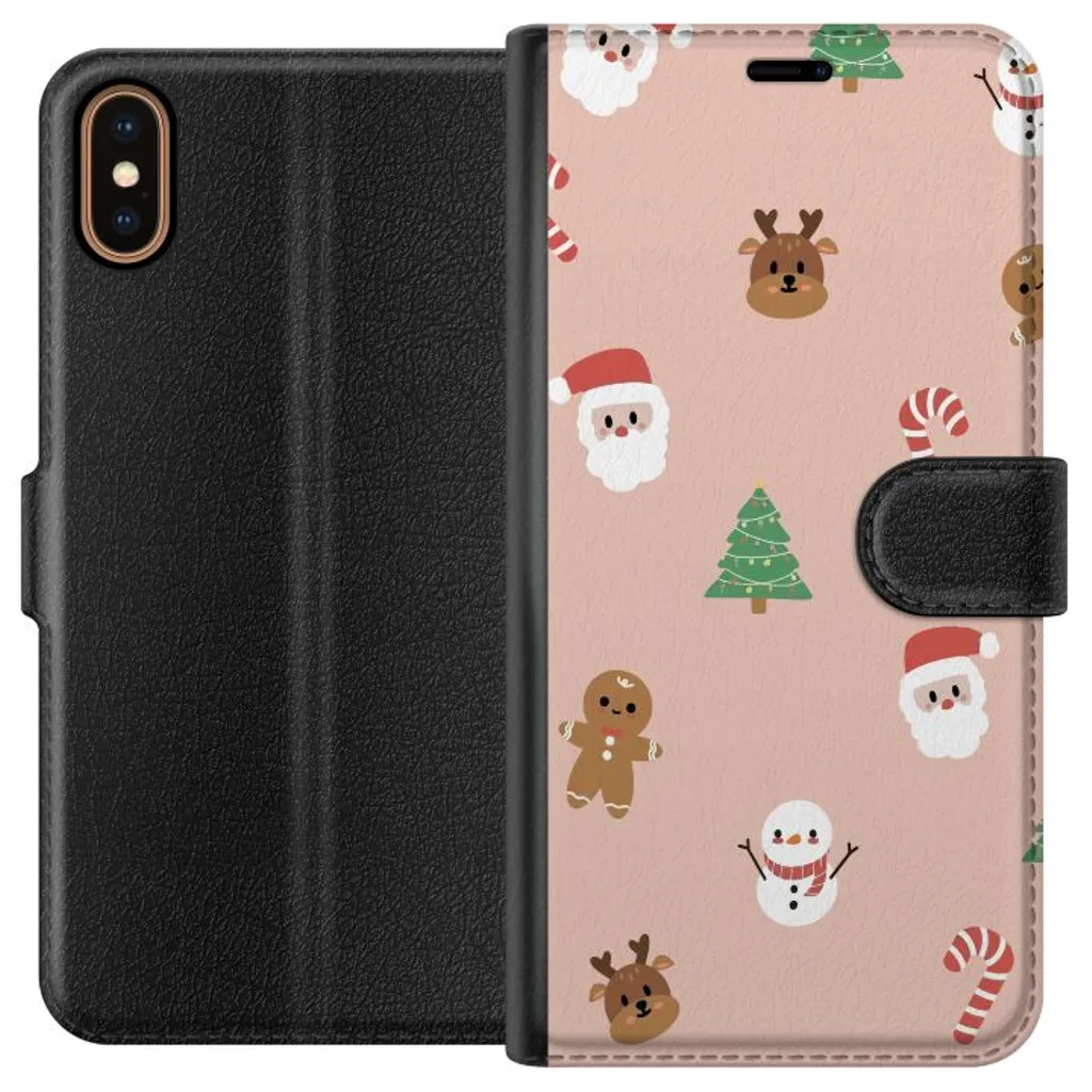 Apple iPhone X Sort Lommebokdeksel Klassisk Julfest v:6305559