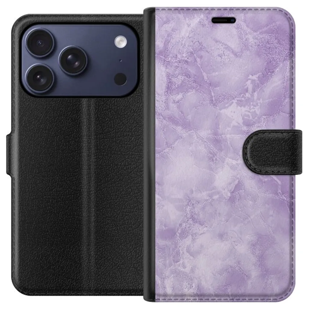 Apple iPhone 18 Pro Sort Lommebokdeksel Lila marmor v:7329519