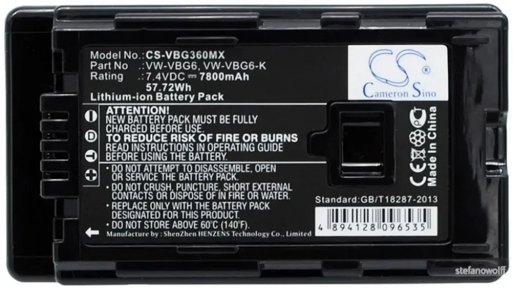 Batteri til VW-VBG6-K for Panasonic, 7.4V, 7800 mAh v:1407768