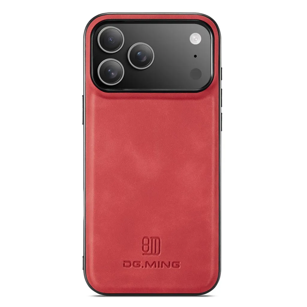 DG.MING iPhone 18 Pro Max/17 Pro Max Deksel med PU-lær – Rød v:9645738