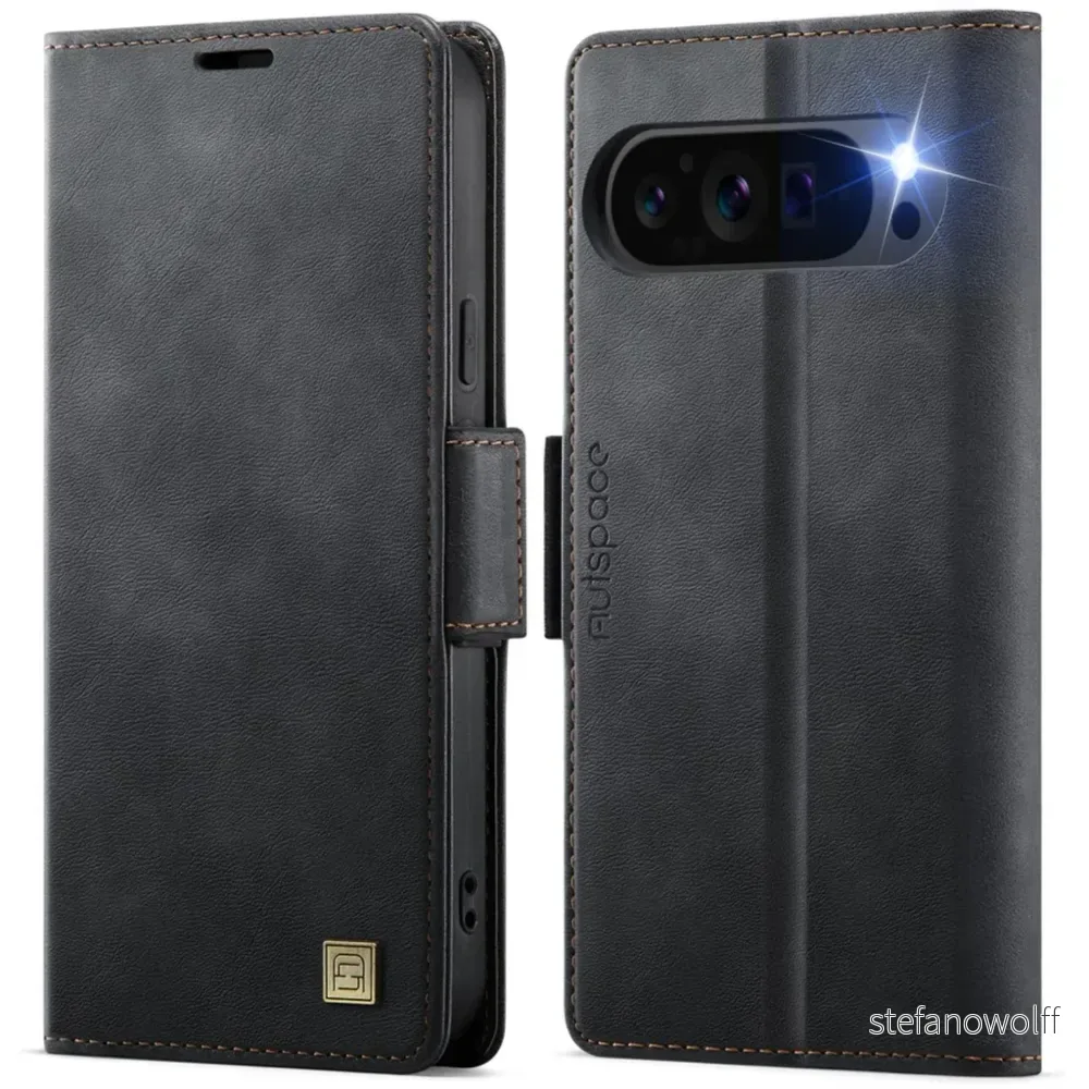 AUTSPACEA11 Google Pixel 11 Pro XL LommebokCover RFID blokkering – Svart v:9534255
