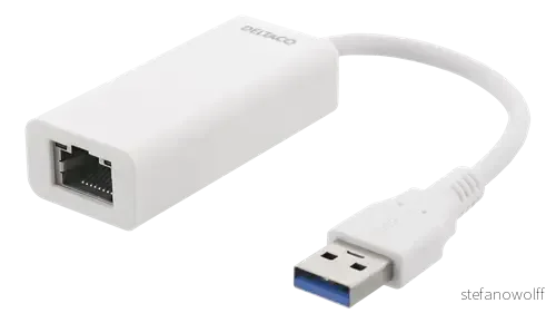 Deltaco Adapter USB-A 3.0 til Nettverksadapter – Hvit v:7811397