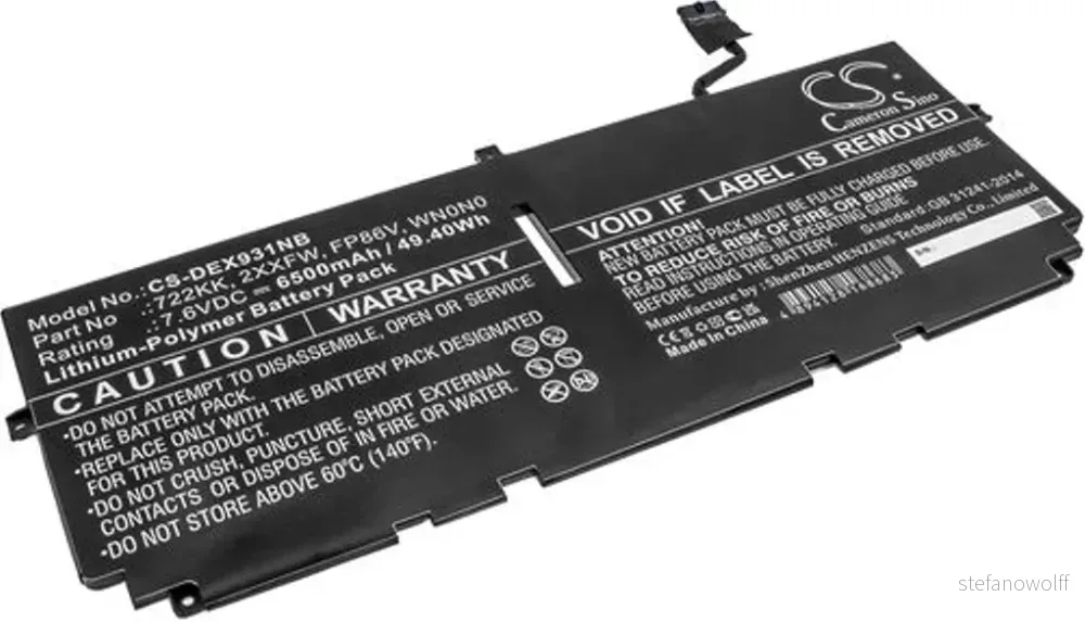 Batteri til Dell XPS 13 9300 VXXRT, 7,6V, 6500mAh v:1050097