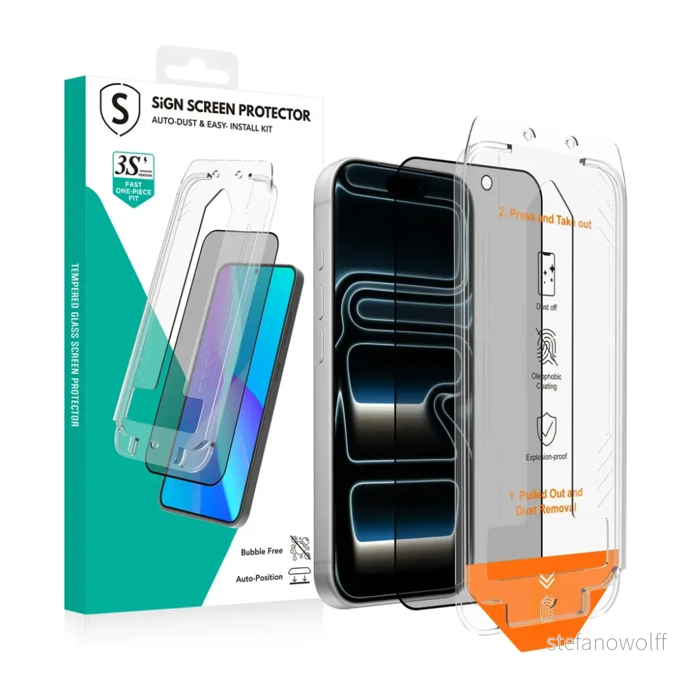 SiGN Skjermbeskytter iPhone 18 Pro – EZ Apply med støvfri applikator, 2-paking v:5884778