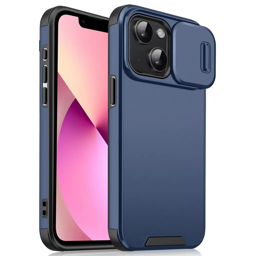 iPhone 13 Mini Deksel med Skyvbart Kameradeksel – Blå v:1777502