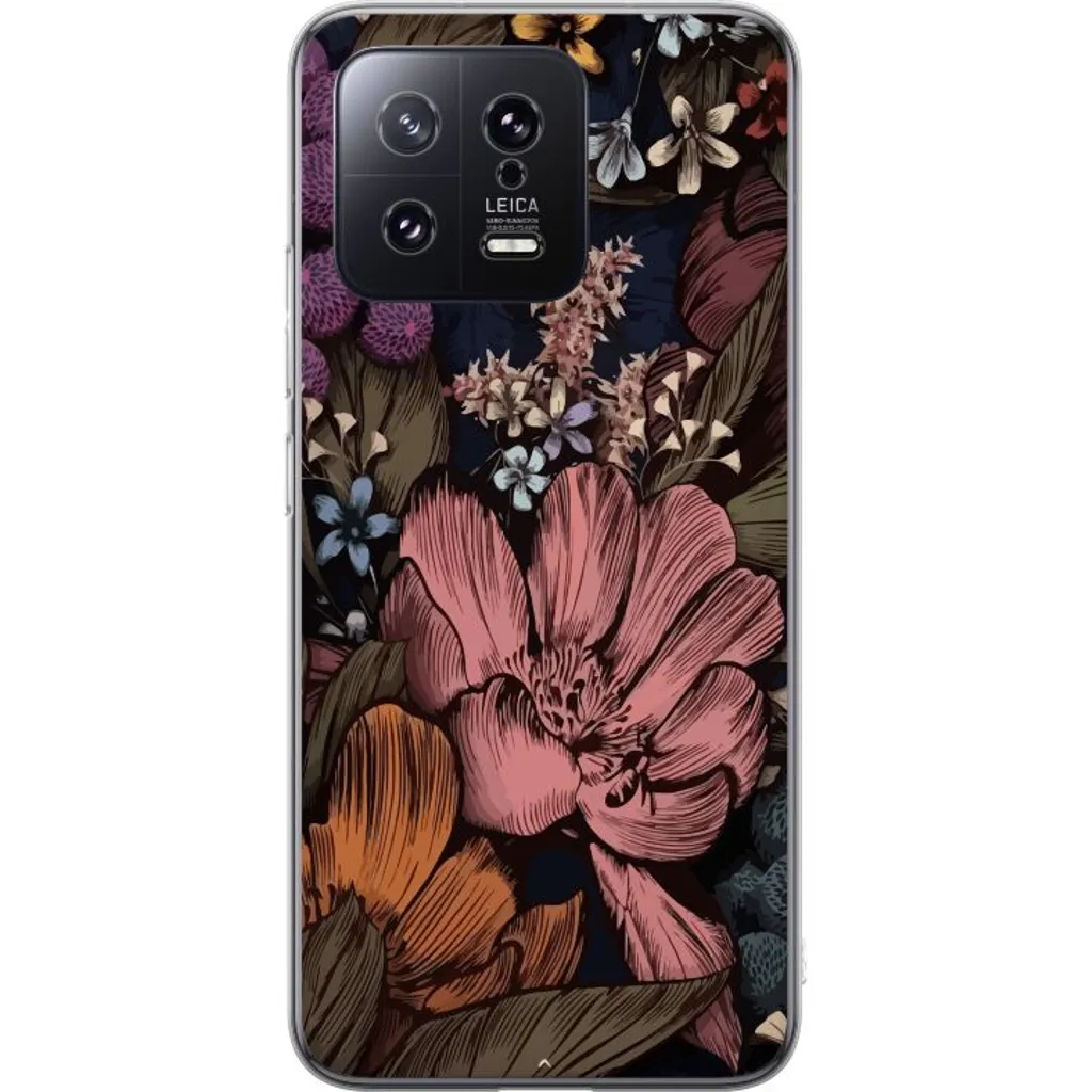 Xiaomi 13 Gjennomsiktig Telefondeksel Tecknade blommor v:3145132