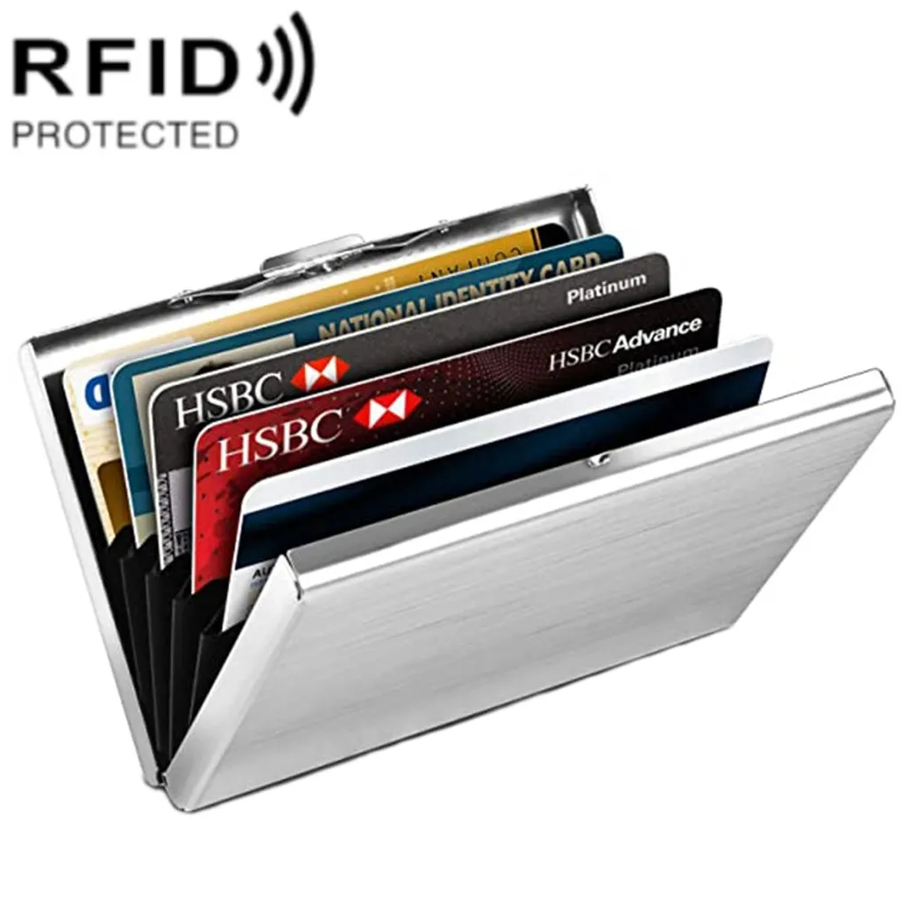 Kortholder i aluminium med RFID-blokkering – sølv v:3744290