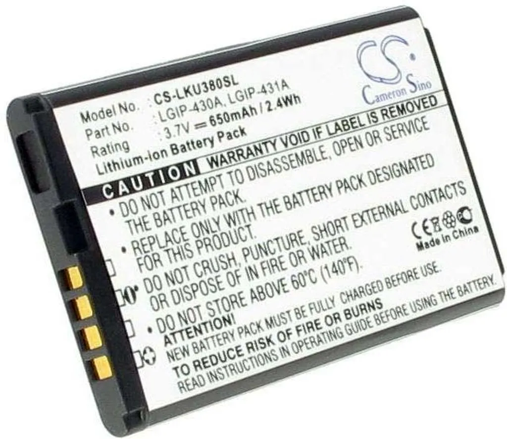 Batteri til LGIP-430A for LG, 3.6V (3.7V), 650 mAh v:4414069