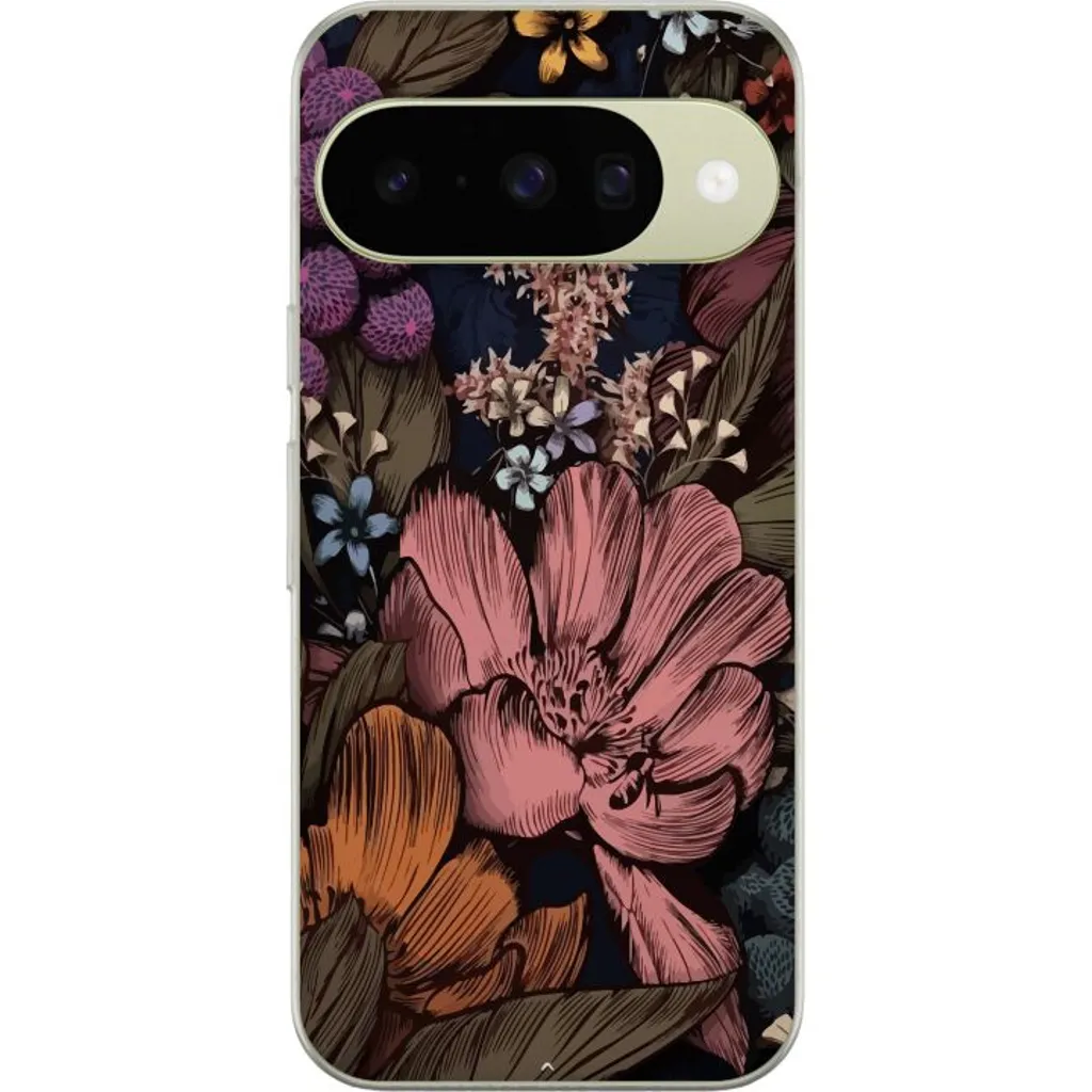 Google Pixel 10 Gjennomsiktig Telefondeksel Tecknade blommor v:9670127