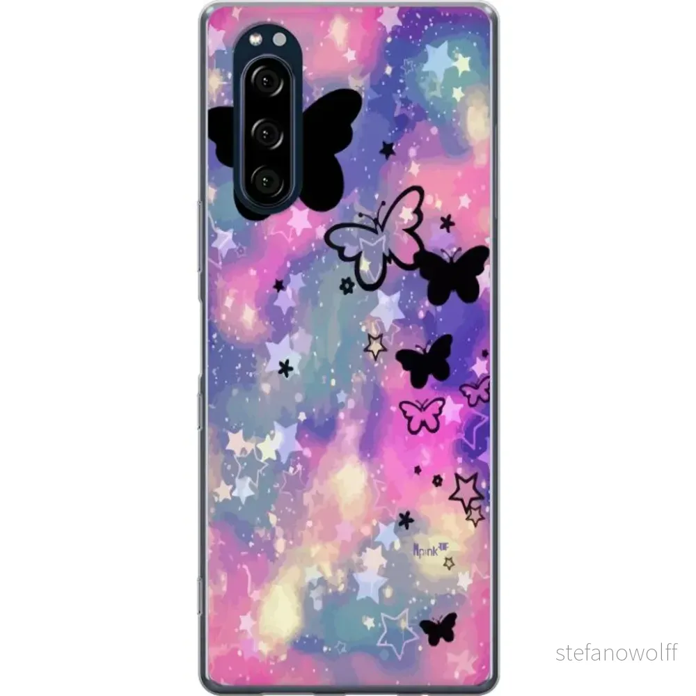 Sony Xperia 5 Gjennomsiktig Telefondeksel Flygande fjärillar v:9038381