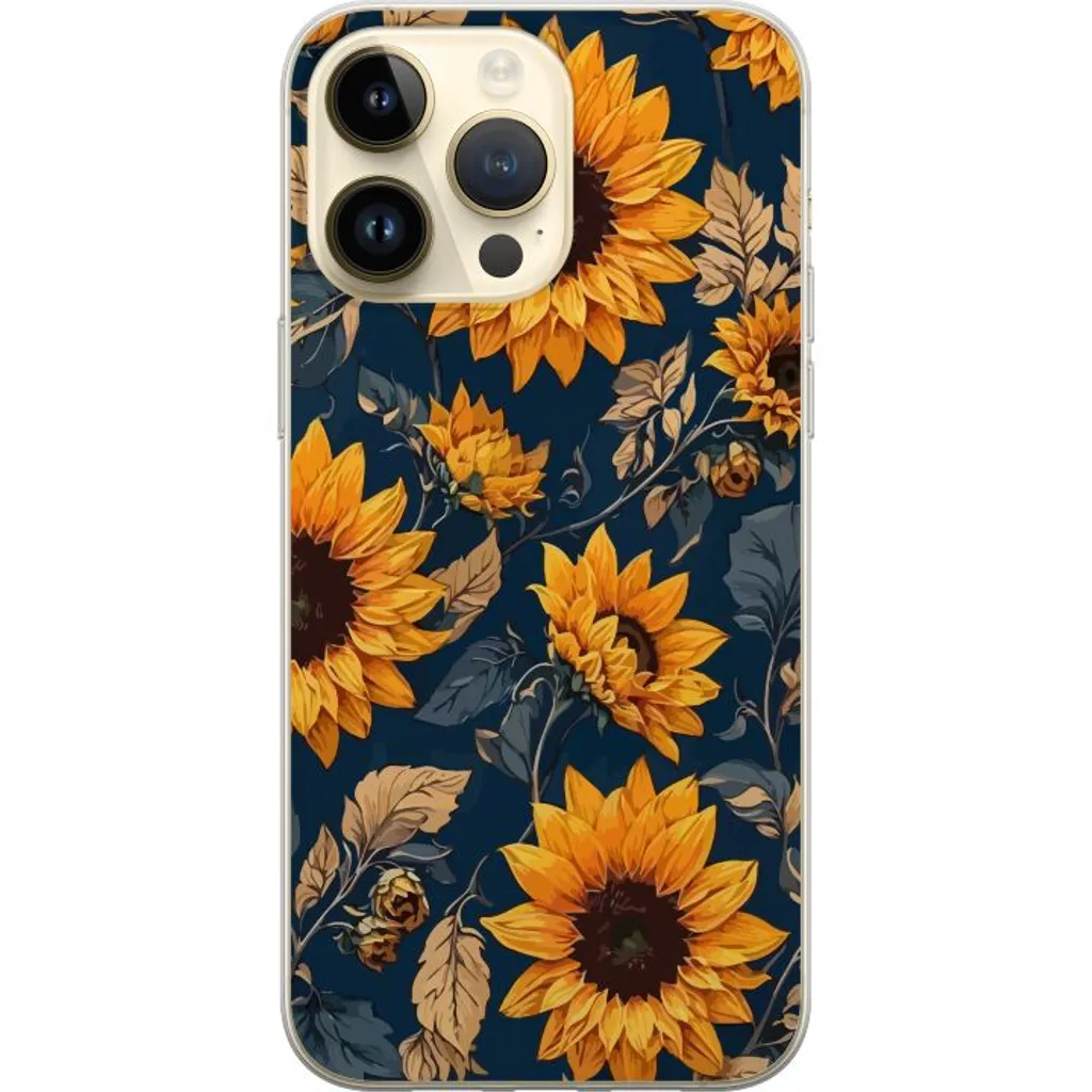 Apple iPhone 15 Pro Max Gjennomsiktig Telefondeksel Solrosor v:7049818