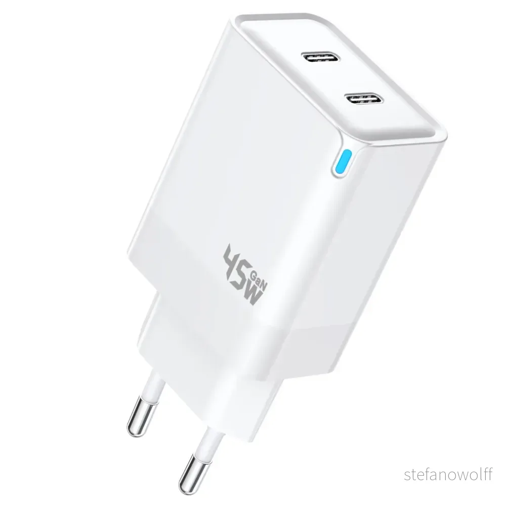 SiGN Dual USB-C PD Lader 45W for bærbar PC og smarttelefoner – Hvit v:5294372