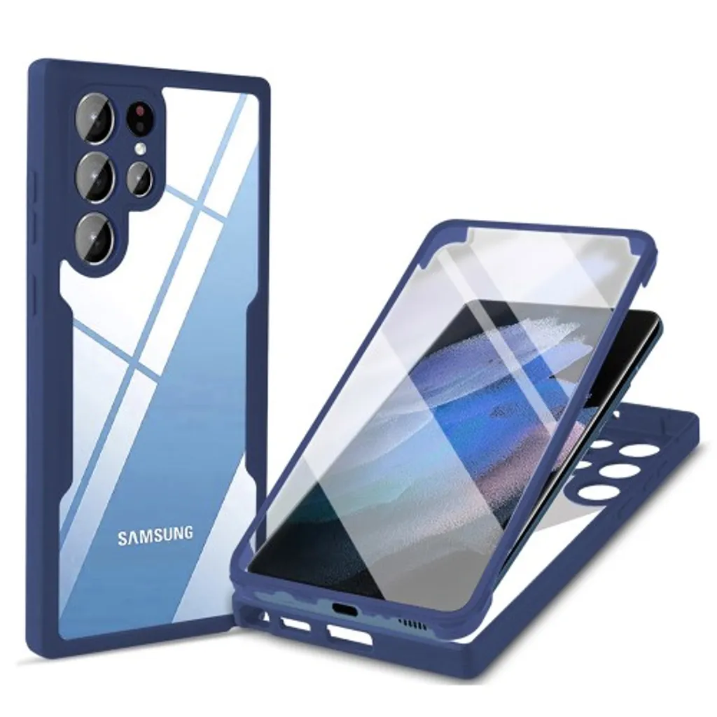 Samsung Galaxy S23 Ultra 360 Deksel med skjermbeskytter – blå v:4978315