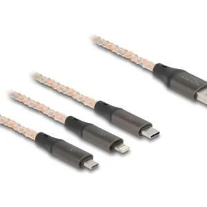 Delock 3-i-1-ladekabel USB-A til USB-C, Lightning, Micro-USB, 1,2 m v:4238730