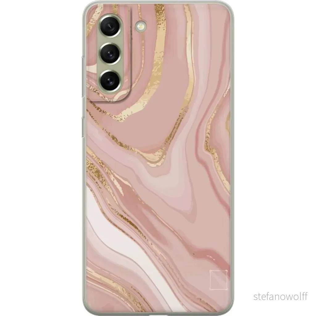 Samsung Galaxy S21 FE 5G Gjennomsiktig Telefondeksel Ljusrosa marmor v:3185671