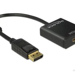 Delock Adapter DisplayPort hann til HDMI hunn 4K, Aktiv, 20 cm – Svart v:6471691