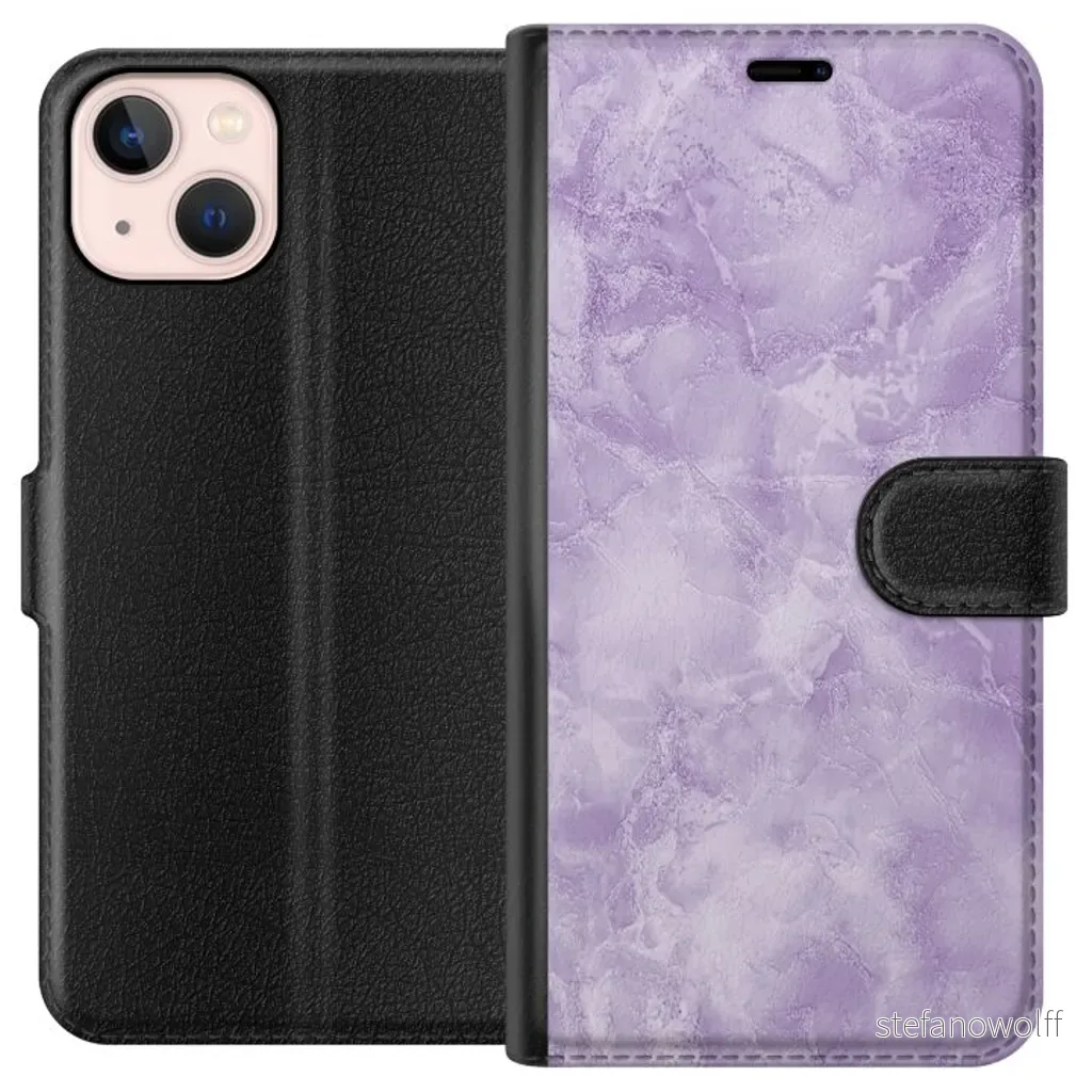 Apple iPhone 13 Sort Lommebokdeksel Lila marmor v:4839340