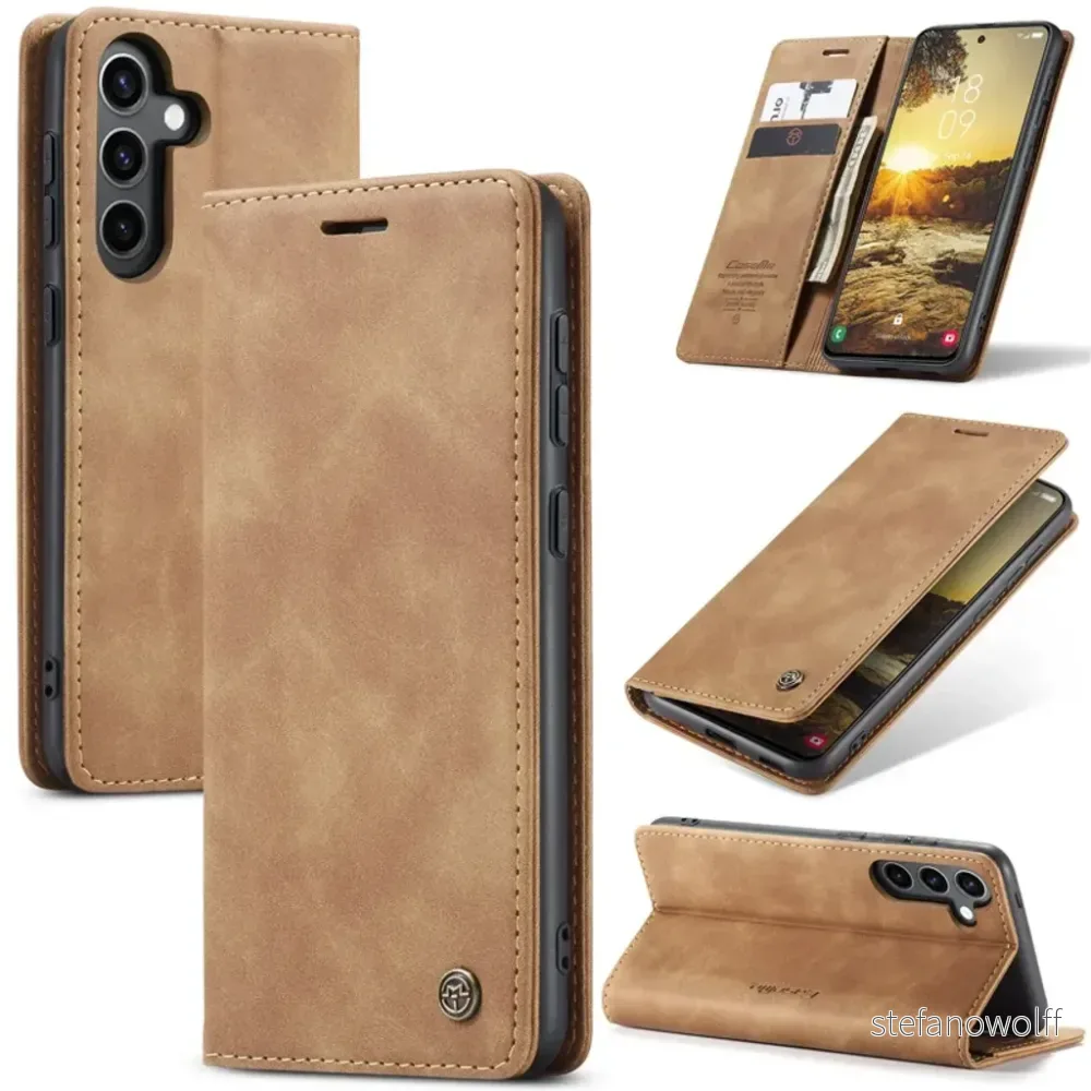 CASEME Samsung Galaxy S24 FE Lommeboketui i matt kunstskinn – Brun v:5659198