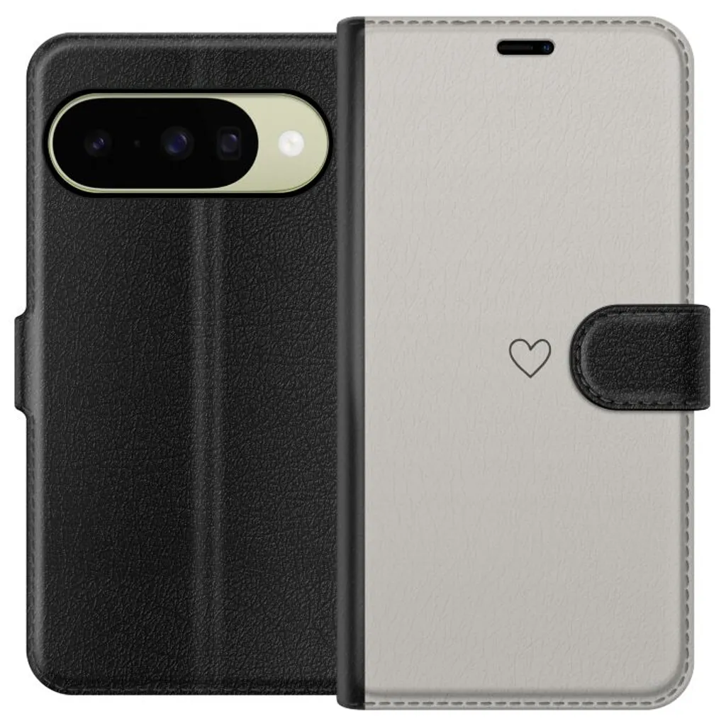 Google Pixel 11 Sort Lommebokdeksel Grått hjärta v:4117644