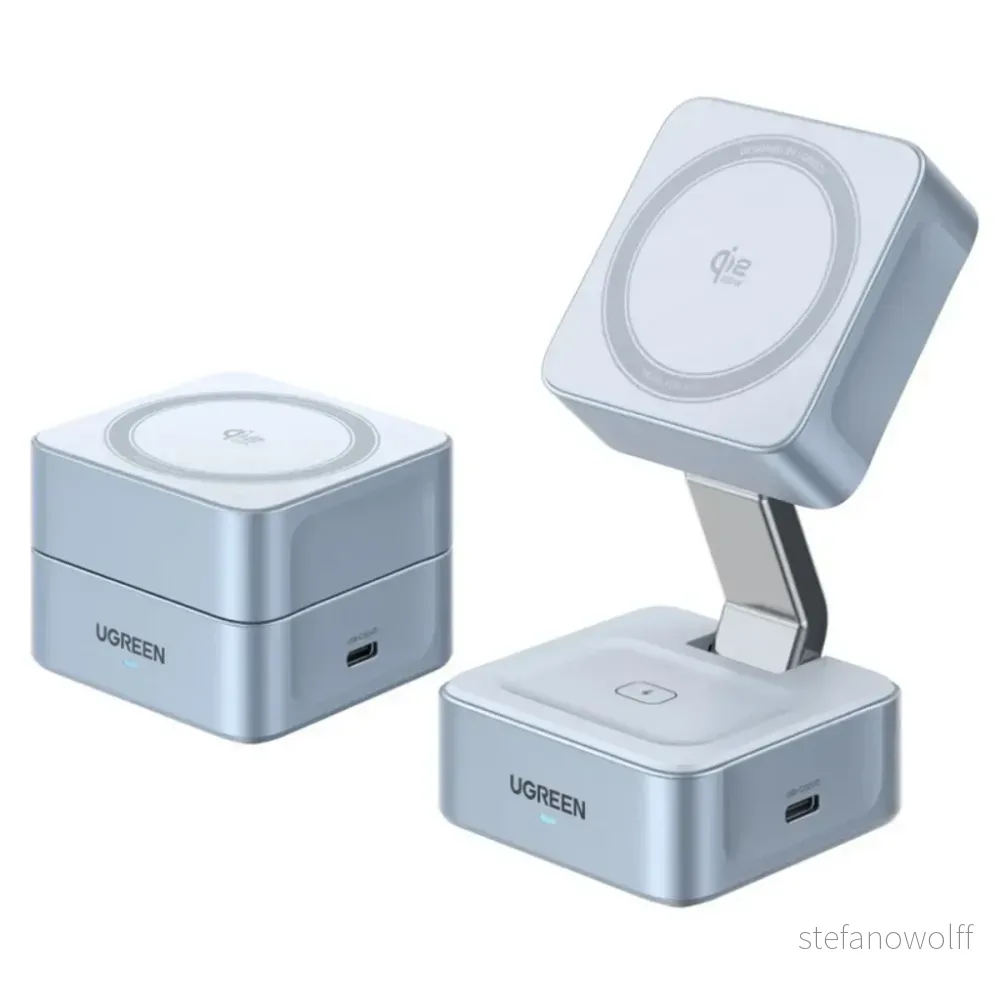 Ugreen 2-i-1 trådløs lader 35W, 3A, 1 x USB-C – blå v:1786507