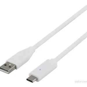 DELTACO USB-kabel, Type C til Type A, 1m, hvit v:6574509