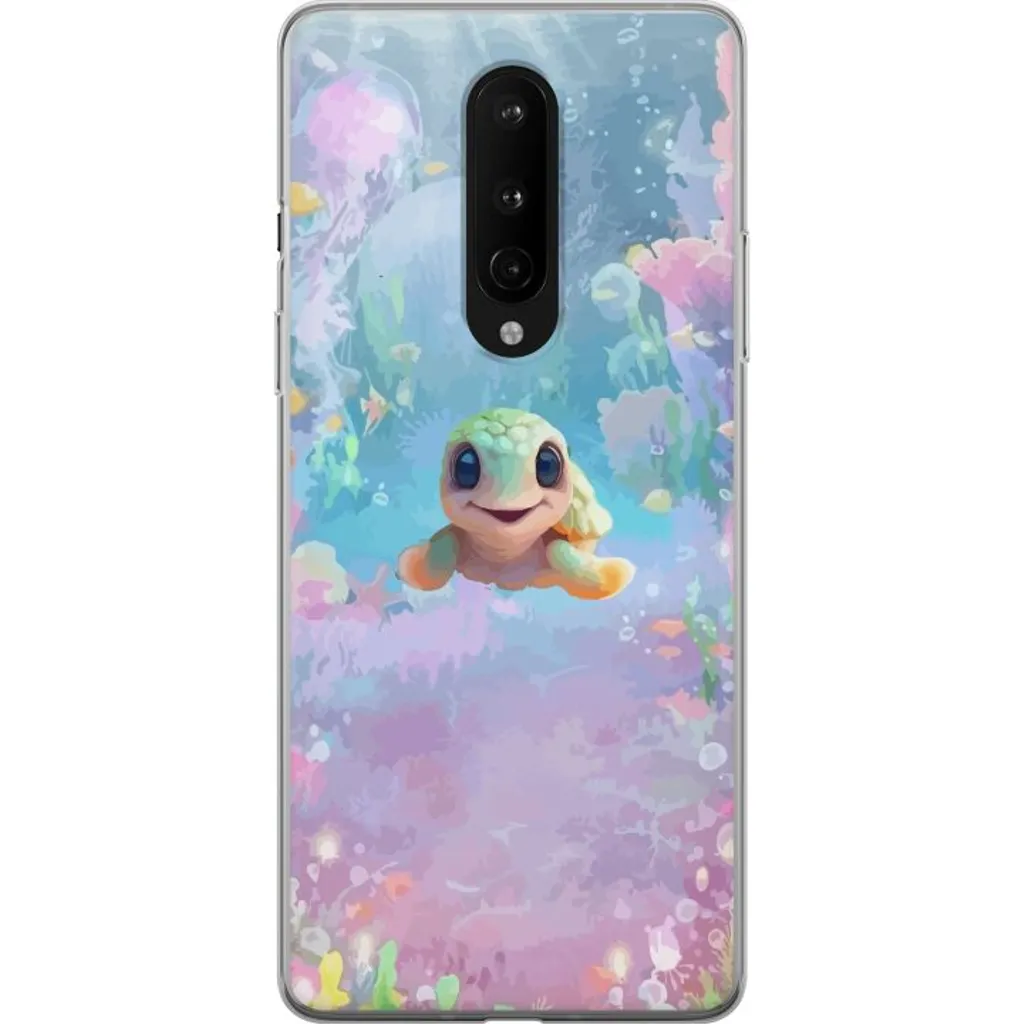 OnePlus 8 Gjennomsiktig Telefondeksel Glad Sköldpadda v:9203794