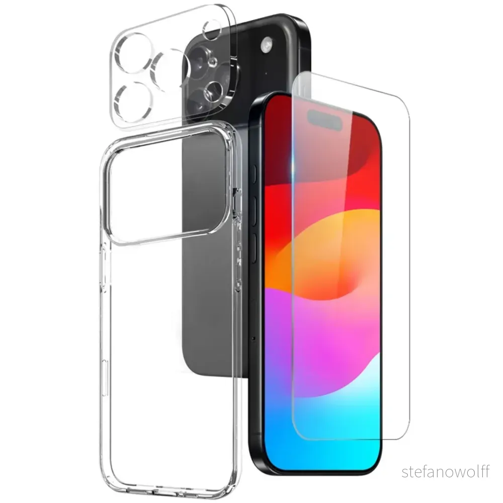 iPhone 18 Pro Deksel TPU + Skjermbeskytter/Linsebeskytter – Gjennomsiktig v:1161981 iPhone 18 Pro Deksel TPU + Skjermbeskytter/Linsebeskytter – Gjennomsiktig v:1161981