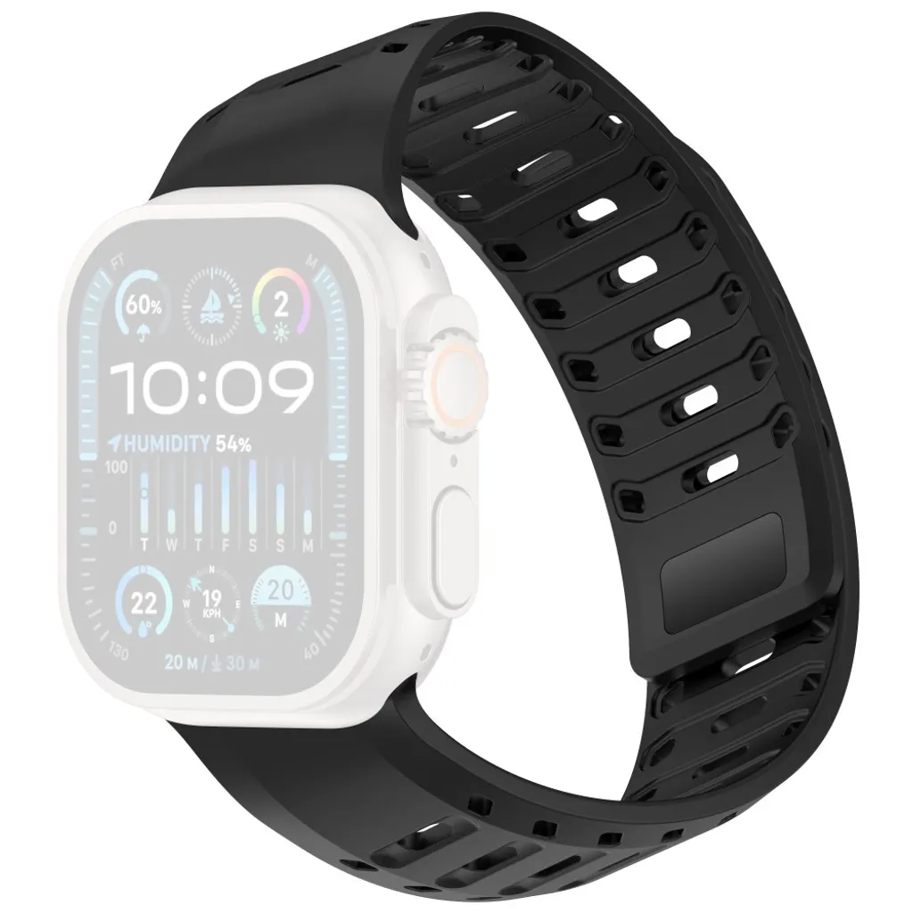 Apple Watch 49/46/44/42mm Silikon klokkerem Magnetisk lukking – Svart v:2179016