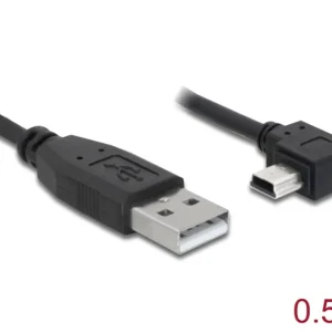 Delock USB 2.0-kabel USB-A hann til Mini USB-B hann venstrevinklet 0,5 m v:1435974