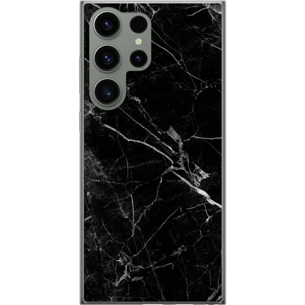 Samsung Galaxy S23 Ultra Gjennomsiktig Telefondeksel Svart marmor v:5424825