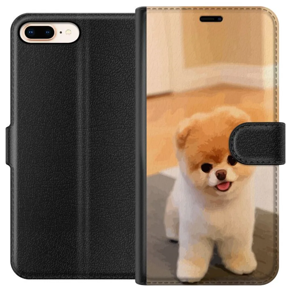 Apple iPhone 8 Plus Sort Lommebokdeksel Söt Valp v:8019731