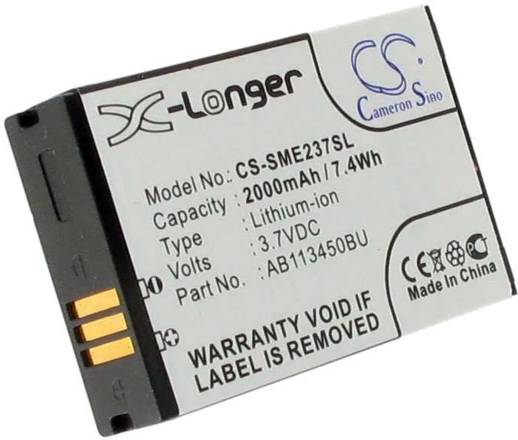 Batteri til AB113450BU for Samsung, 3.7V (3.6V), 2000 mAh v:8259982