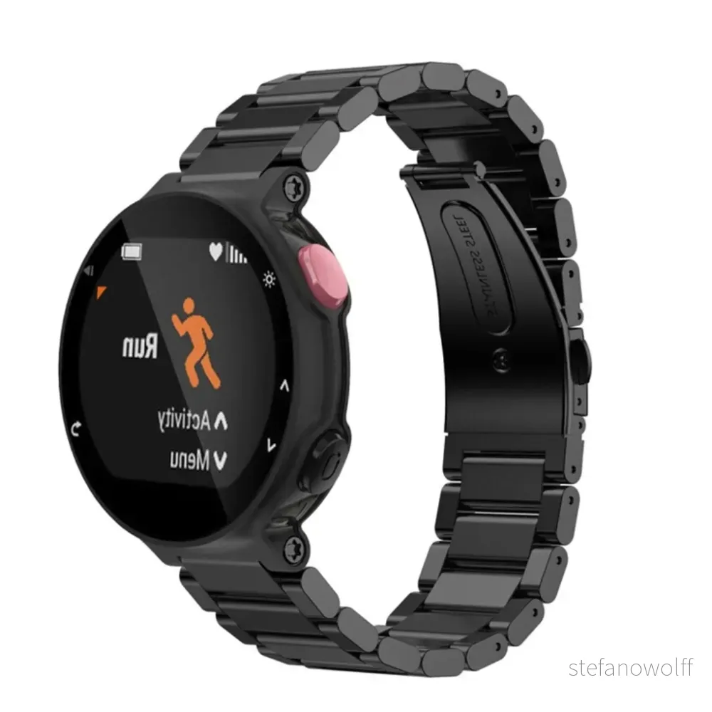Garmin Forerunner 220/230/235/630/620/735 Klokkereim i Stål – Svart v:3459658