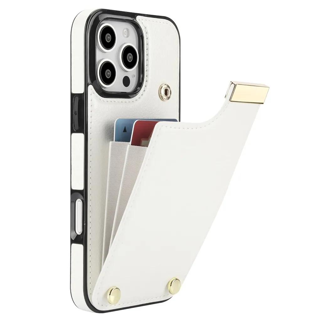iPhone 16 Pro Deksel med lommebok i PU-skinn – Hvit v:5940914