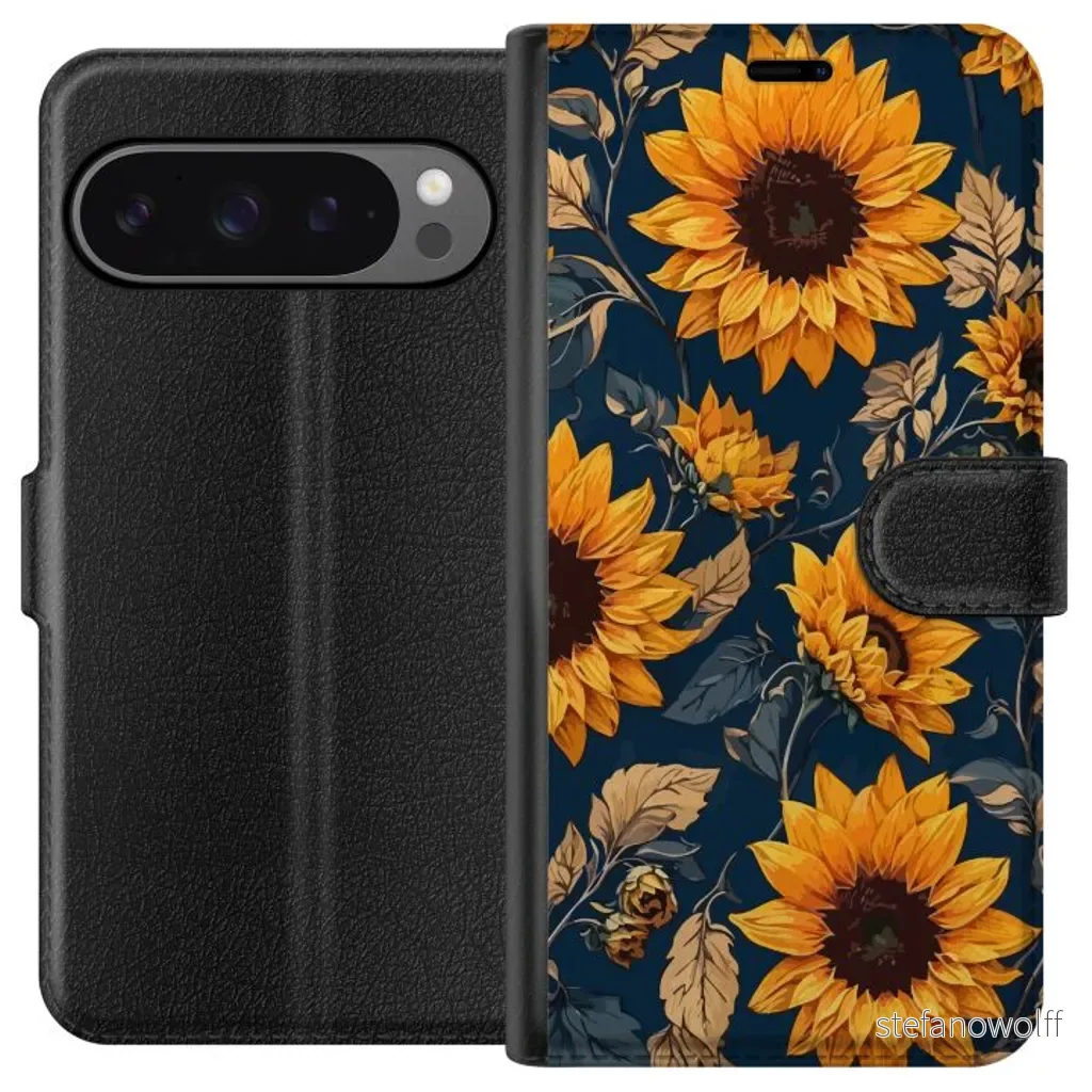 Google Pixel 9 Pro XL Sort Lommebokdeksel Solrosor v:3491389