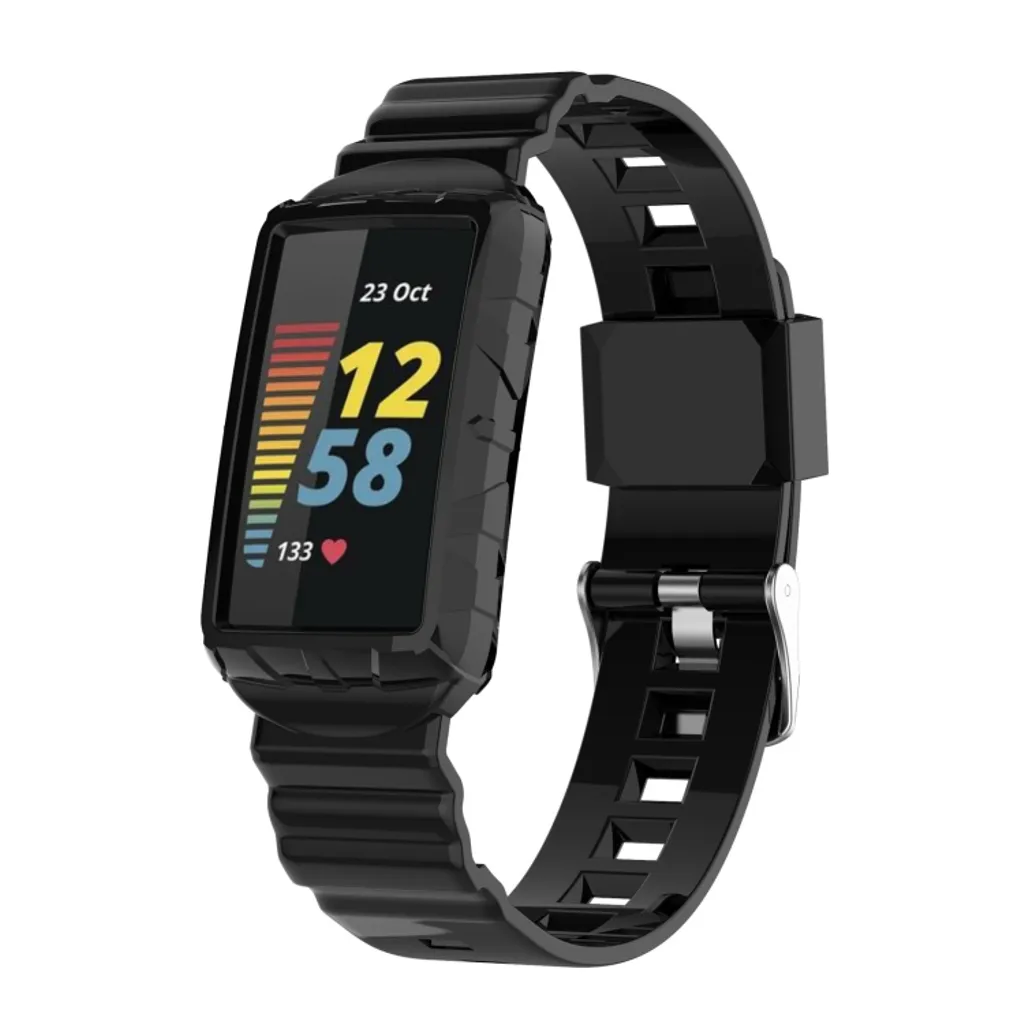 Fitbit Charge 6 / 5 / 4 / 3 Klokkebånd – Svart v:8465516