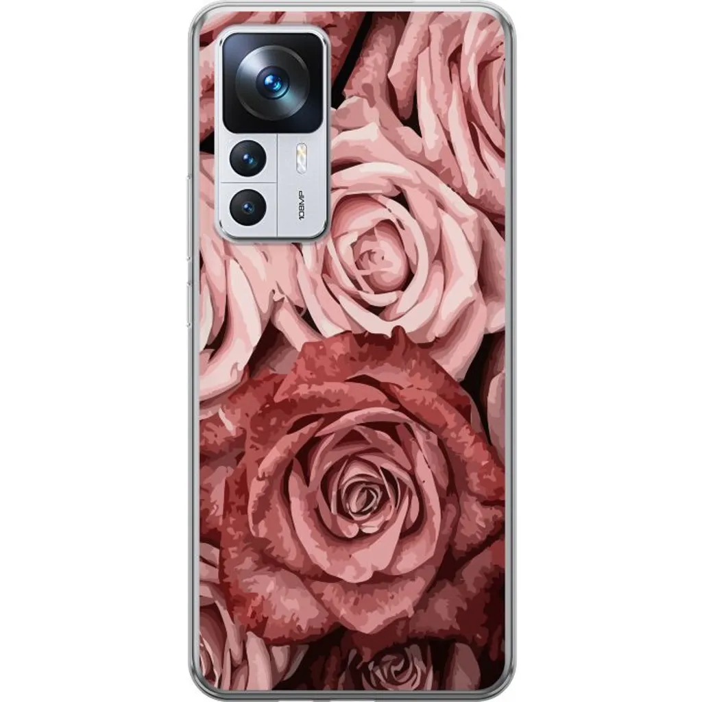 Xiaomi 12T Pro Gjennomsiktig Telefondeksel Rosmönster v:7082842