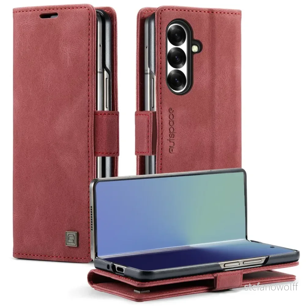 AUTSPACE Samsung Galaxy Z Fold8 Ultra LommebokCover RFID blokkering – Rød v:4723158